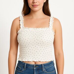 Abercrombie & Fitch White Smocked Crop Top, size S